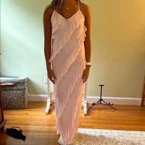 Sincerely Jules Elegant Pink Ruffled Long Dress